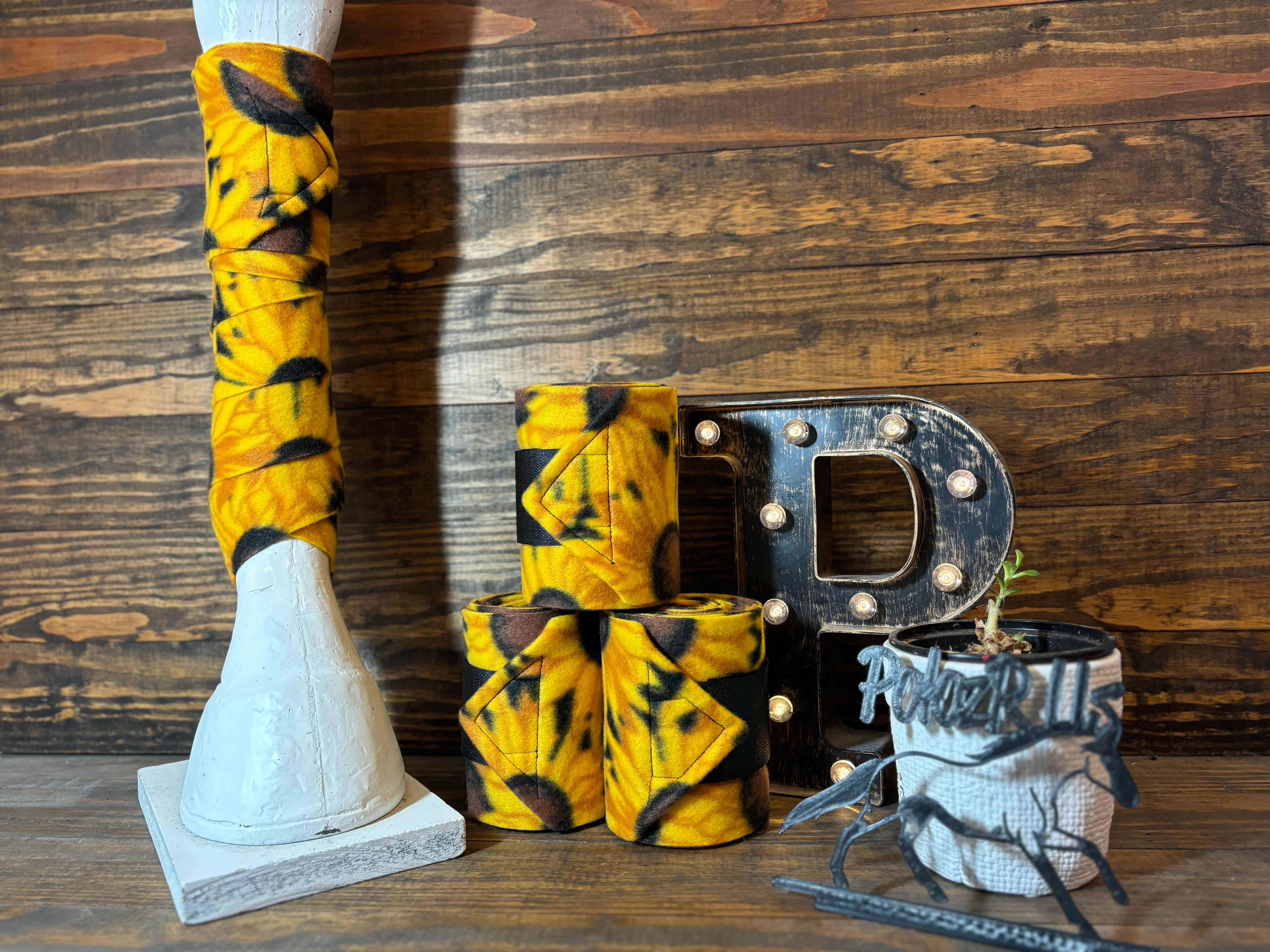 Sunflower Patterned Polo Wraps - Horse Sized - Set of 4