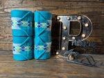 Turquoise Polo Wraps with Aztec Trim - Horse Sized - Set of 4