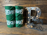 Dark Green Polo Wraps with Cactus Trim - Horse Sized - Set of 4